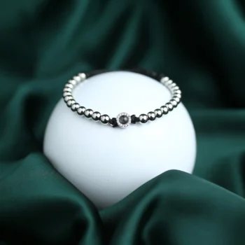 Personalized bead halo bracelet with hidden photo inside, meaningful keepsake jewelry.