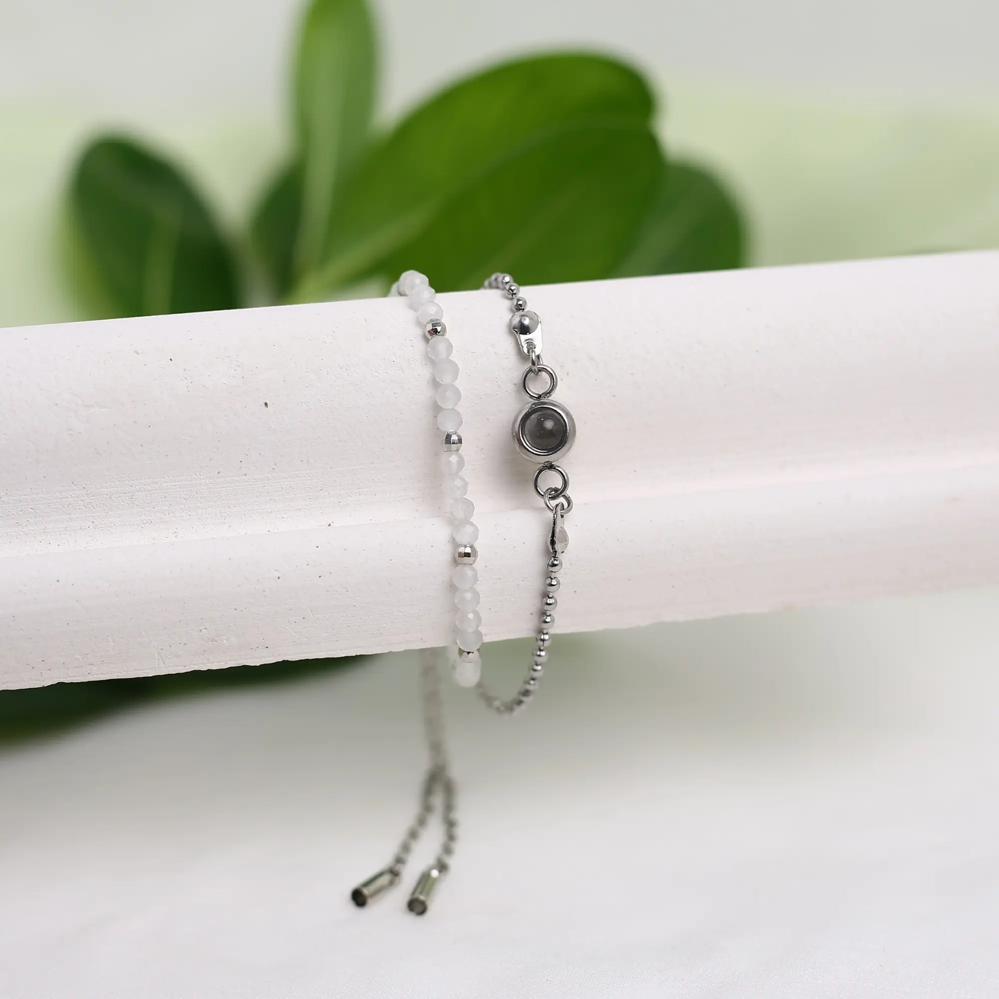 bride gift crystal bead photo bracelet Crystal bead bracelet with hidden photo inside, a romantic anniversary keepsake.