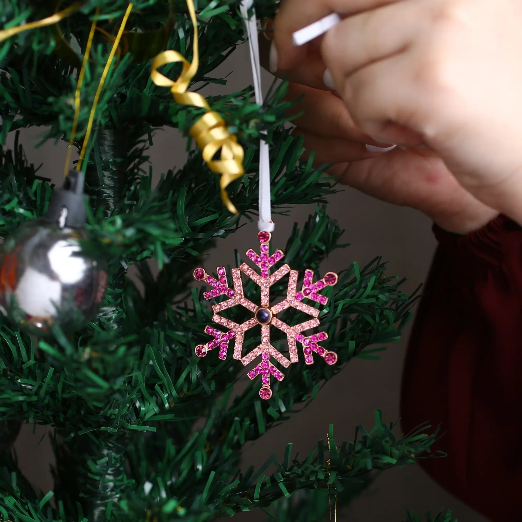 christmas snowflake photo ornament Custom snowflake ornament featuring a secret photo inside, perfect for holiday tree décor.