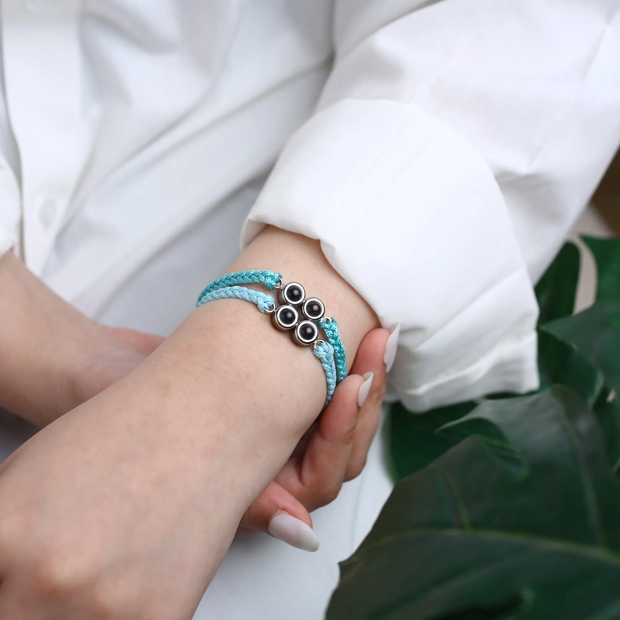 couple bracelet with two hidden photos Personalized duo bead bracelet with two hidden photos, remembrance jewelry gift.