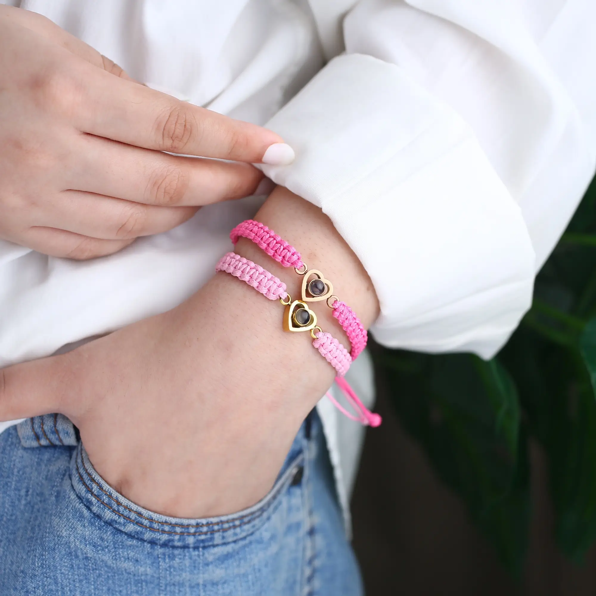 custom braided heart projection bracelet Heart braided bracelet with secret picture inside, romantic gift for her.