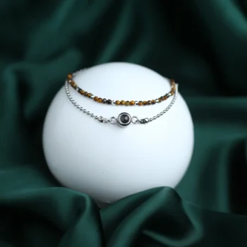 Crystal bead photo projection bracelet with hidden picture, a heartfelt gift of love.