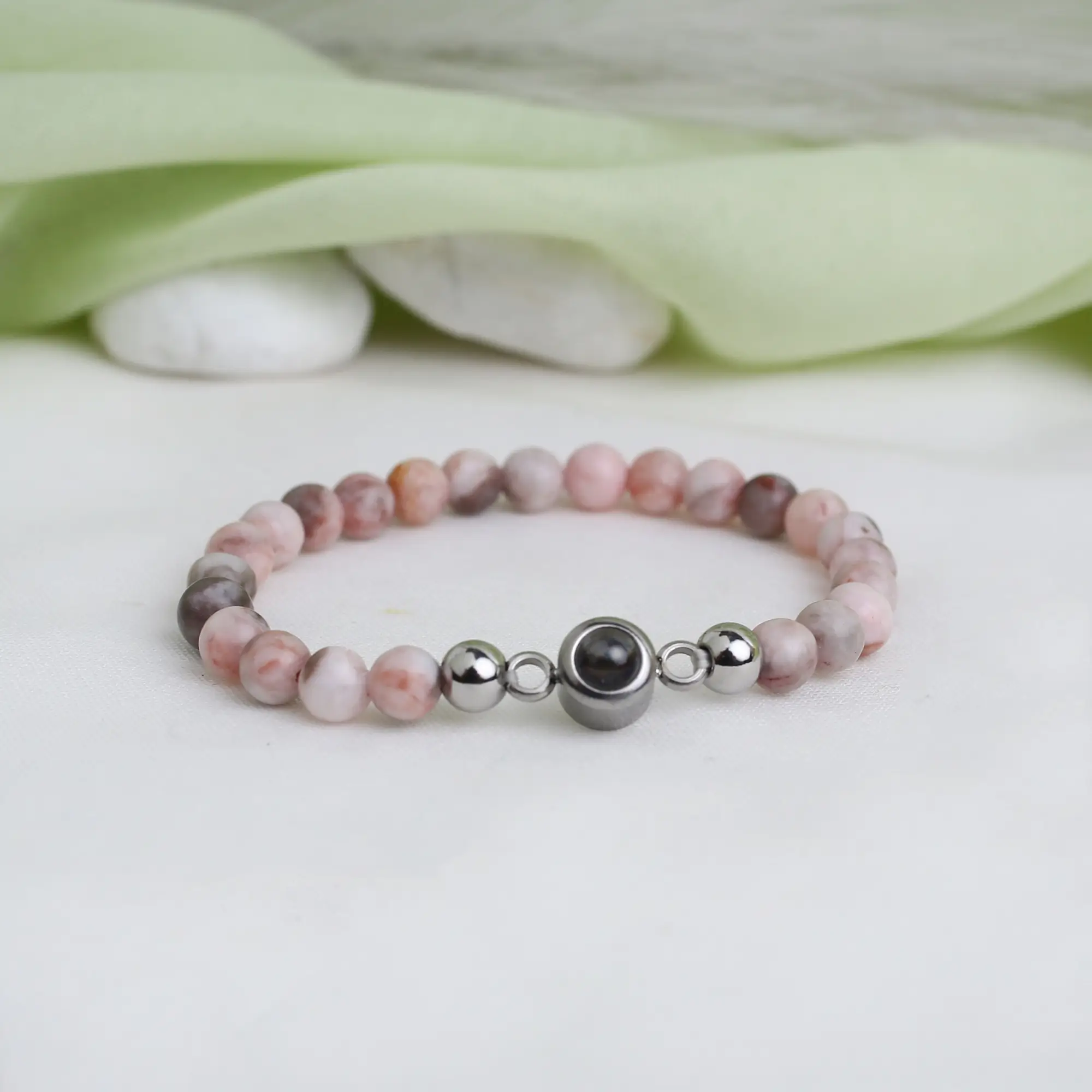 custom orb stone bracelet hidden picture Memory orb stone bracelet with hidden photo, thoughtful gift for grandma.