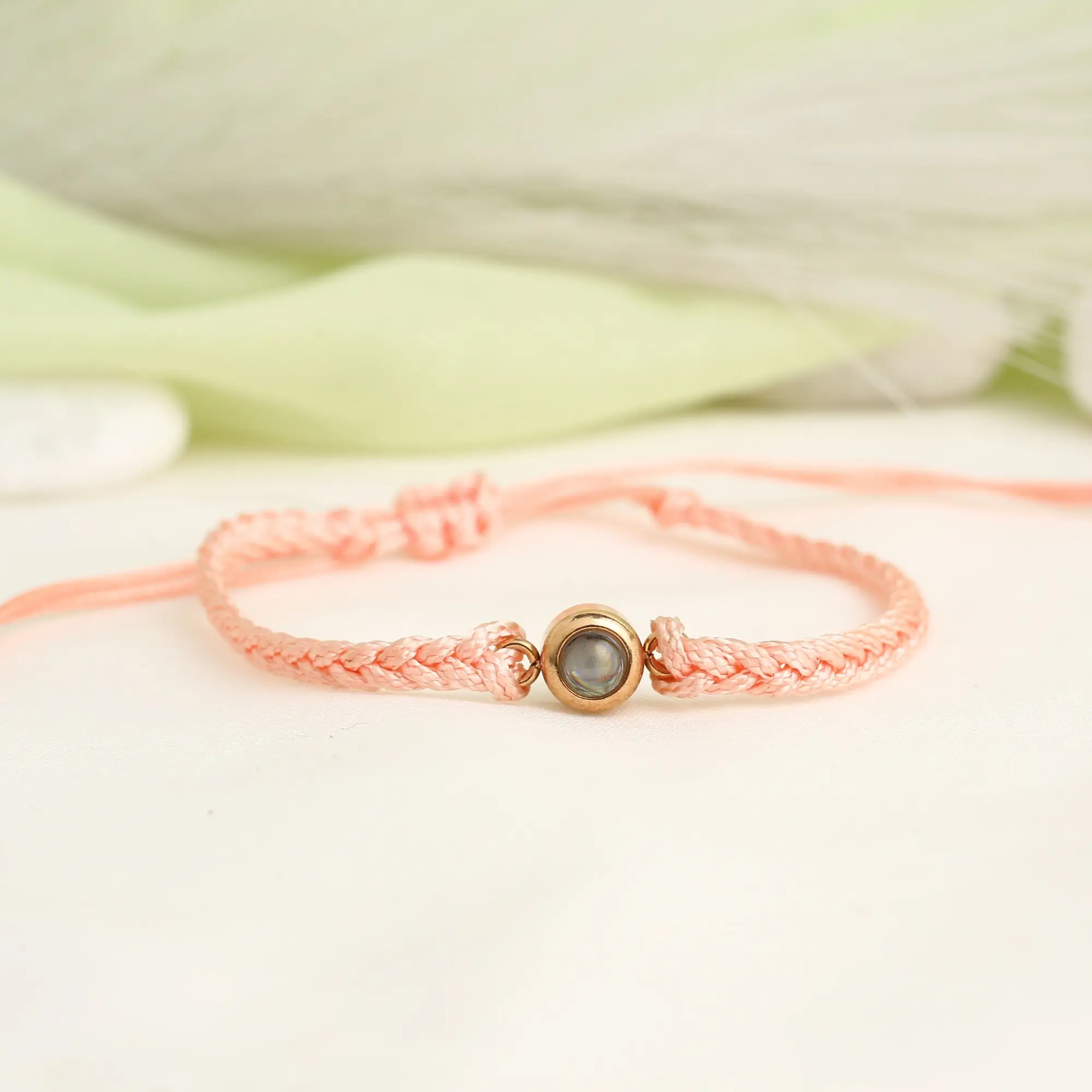 handmade rope bracelet hidden photo Rope knot projection bracelet with custom photo inside, meaningful gift for loved ones.