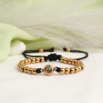 anniversary beaded cord photo bracelet