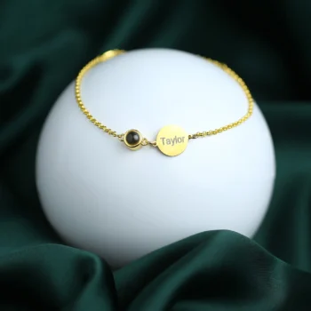 Disc bracelet with hidden photo inside, a meaningful personalized keepsake.