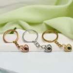 sentimental crossed heart photo keychain