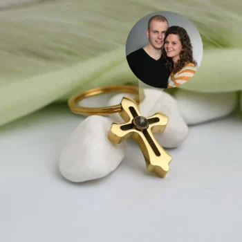 Personalized Sacred Promise keychain with secret photo inside, a meaningful custom gift.