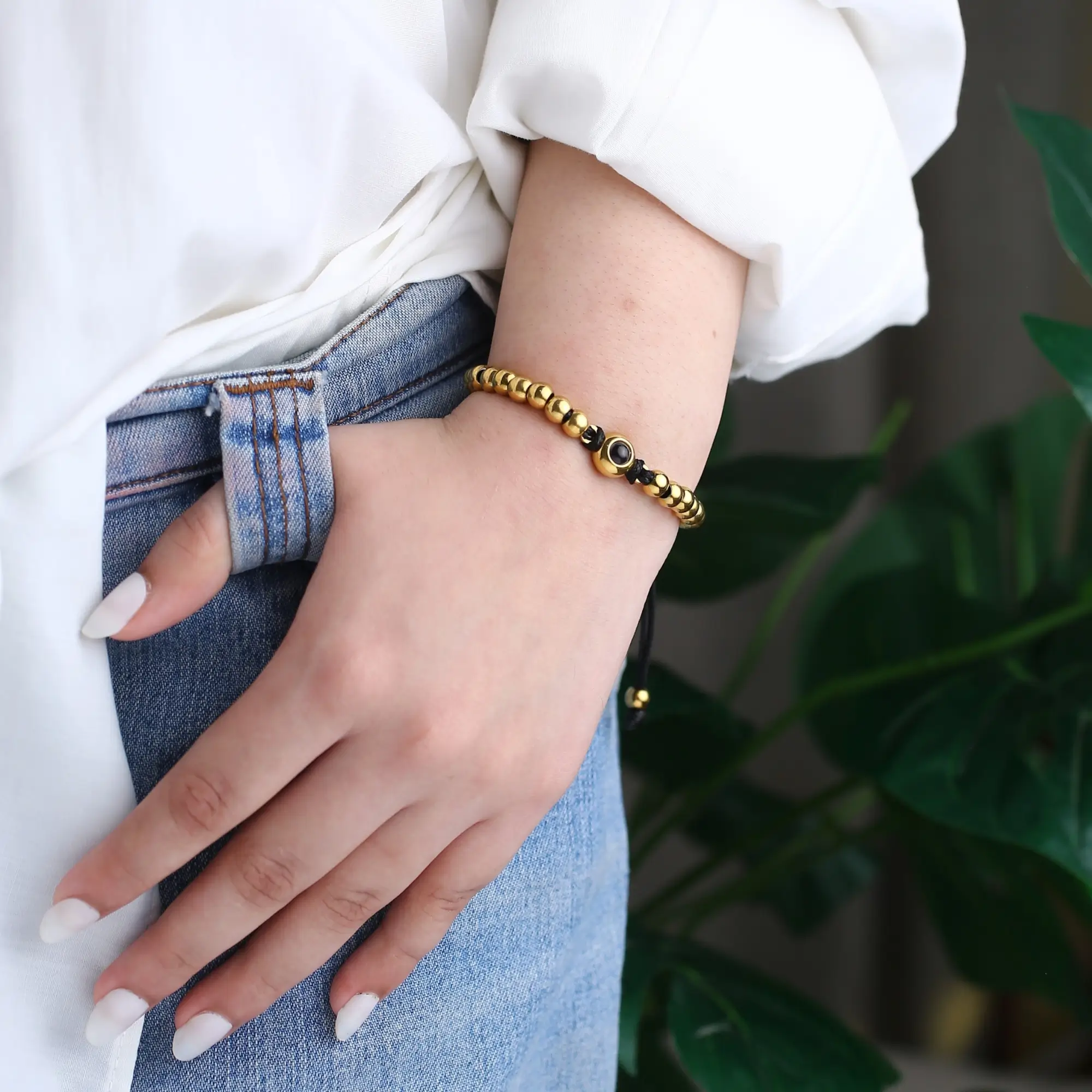 memory beaded cord bracelet Personalized beaded cord bracelet with hidden photo inside, a thoughtful gift for men.