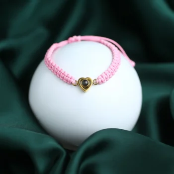 Unisex braided bracelet with hidden projection photo, personalized for him or her.