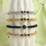 anniversary beaded cord photo bracelet