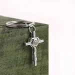 mom dad heart cross photo keychain