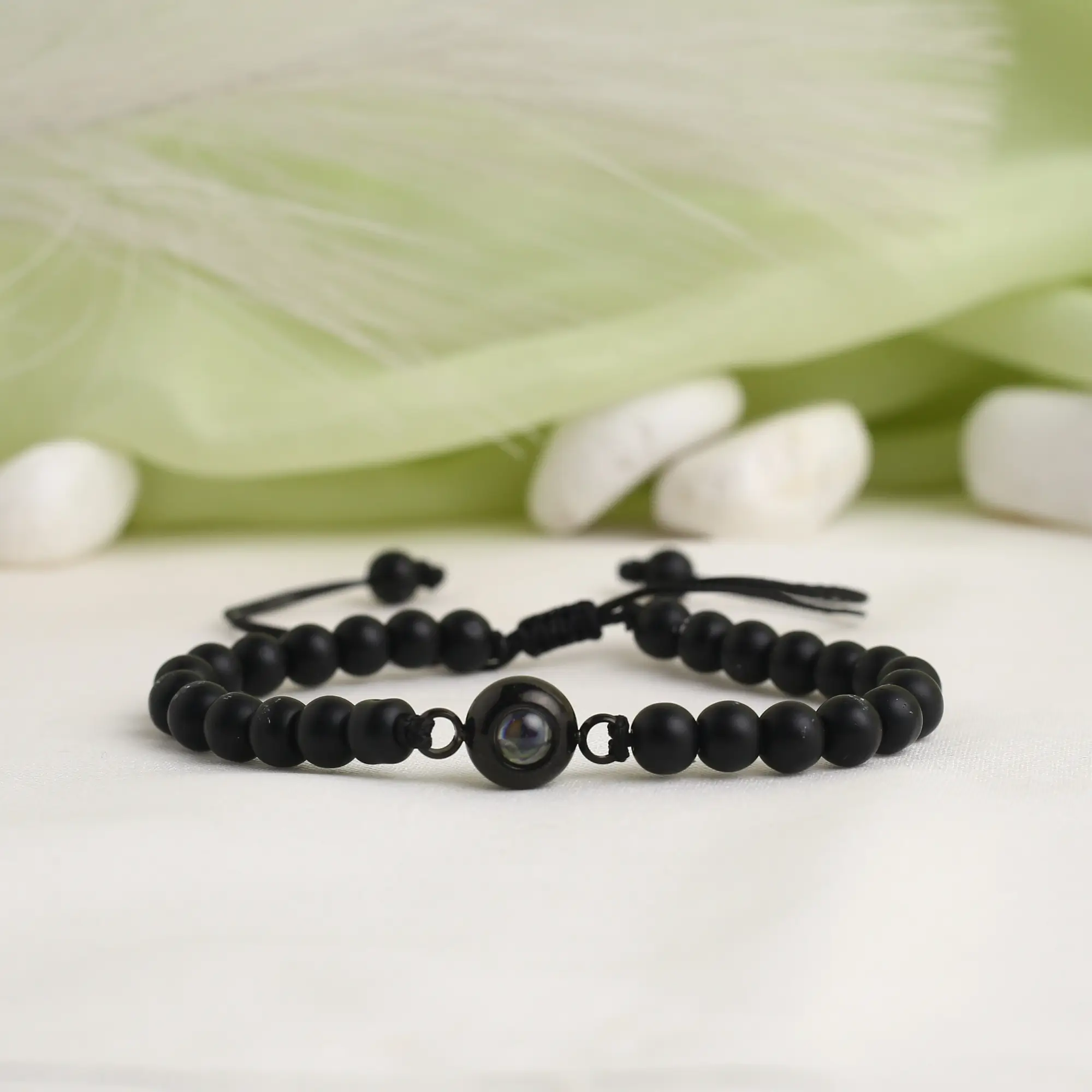 personalized beaded cord bracelet Beaded cord bracelet with secret projection picture, a unique custom gift.