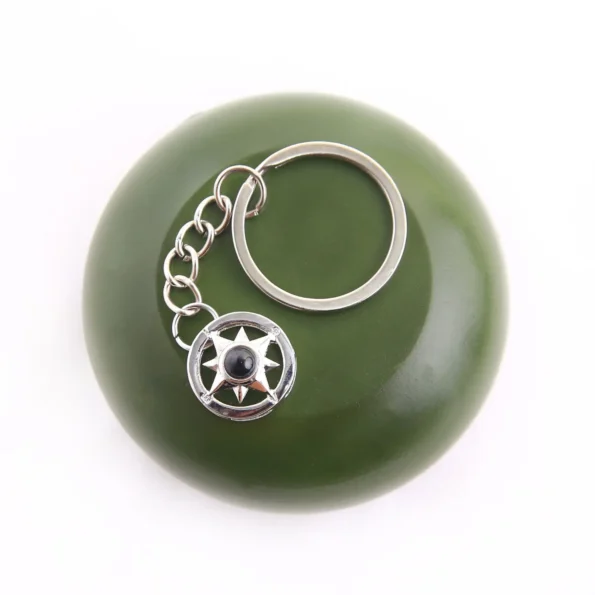 Compass keychain with hidden projection photo, a personalized keepsake for gifting and remembrance.
