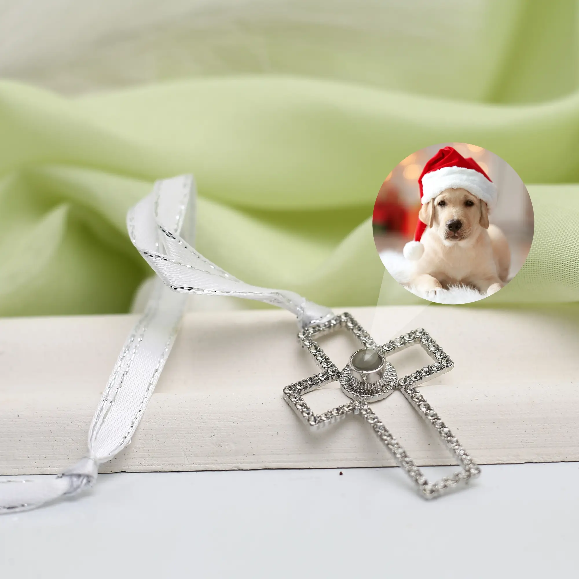 personalized cross ornament Faith-inspired cross ornament with hidden picture, a thoughtful personalized gift for the holiday season.