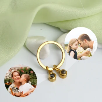 Personalized double circle keychain with secret images inside, a timeless memory keepsake.