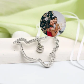 Personalized dove ornament with photo projection, a gentle tribute on the Christmas tree.