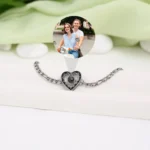 custom hollow heart photo bracelet
