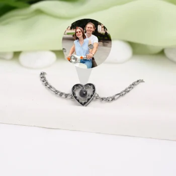 Hollow heart bracelet with hidden photo inside, a meaningful personalized keepsake.