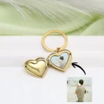 single photo heart keychain