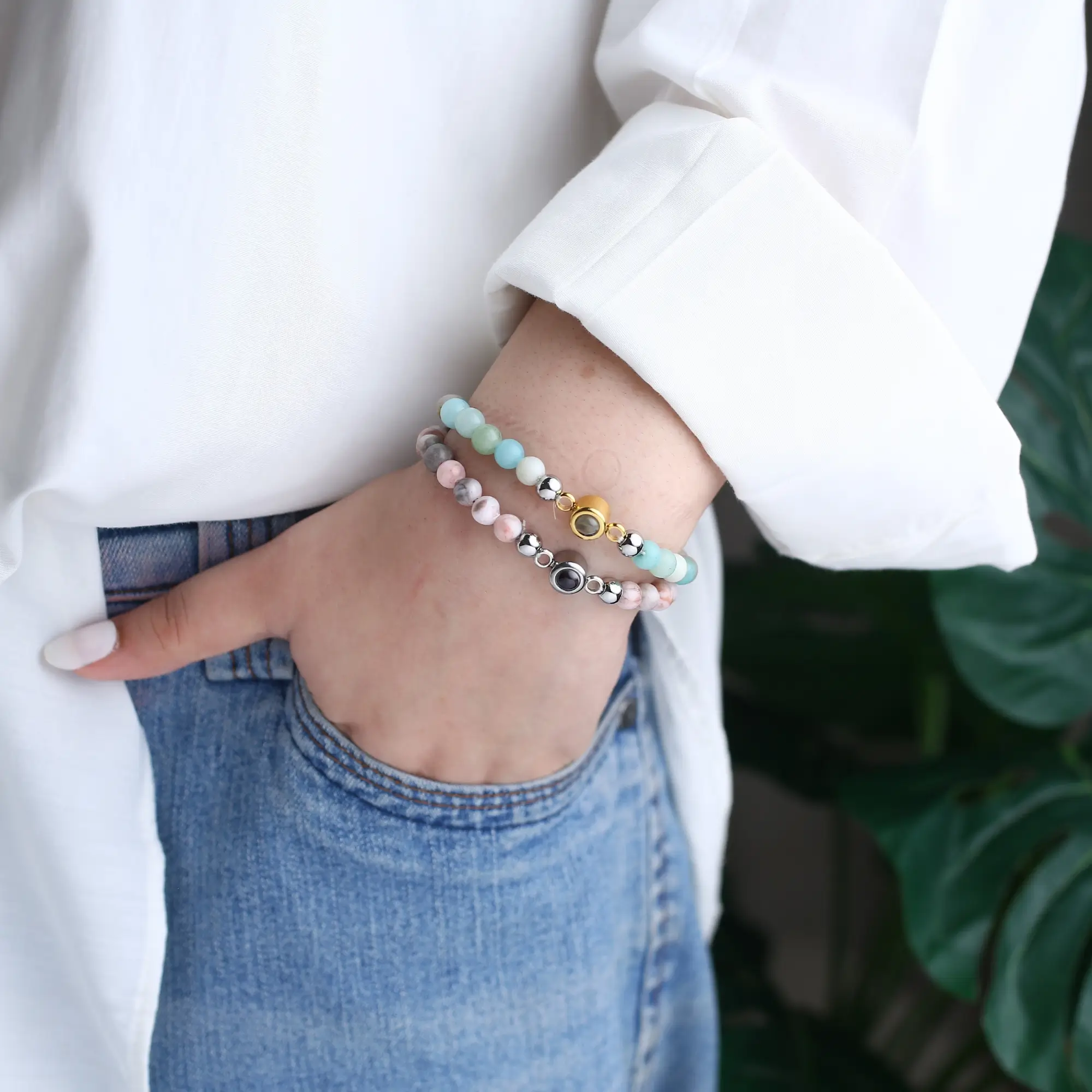 personalized orb stone jewelry keepsake Orb stone bracelet with secret picture inside, unique friendship jewelry gift.