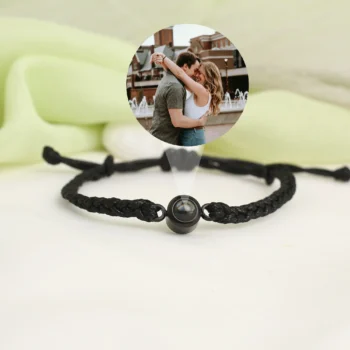 Personalized tied bracelet with hidden picture inside, gift for her or him.