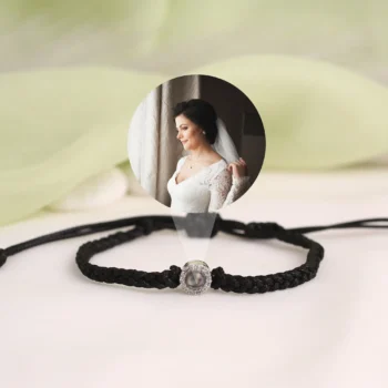 Rope braided bracelet with hidden projection photo, thoughtful gift for him.