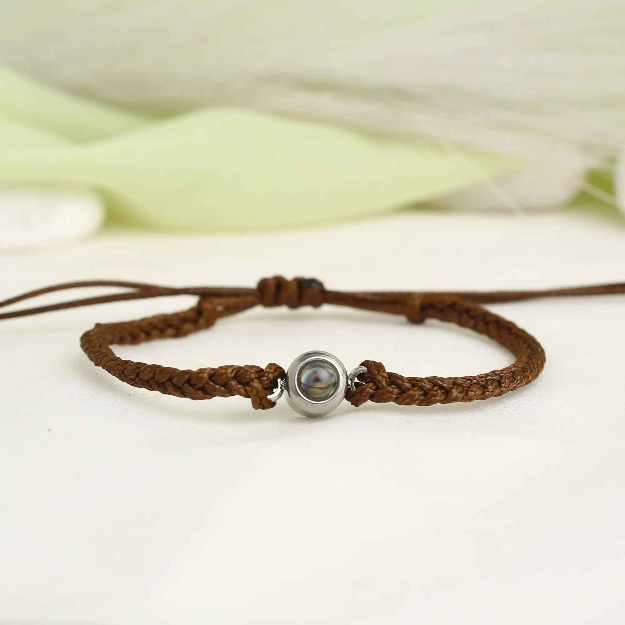 photo projection bracelet for him her Handmade rope bracelet with secret photo projection, perfect for anniversaries and birthdays.