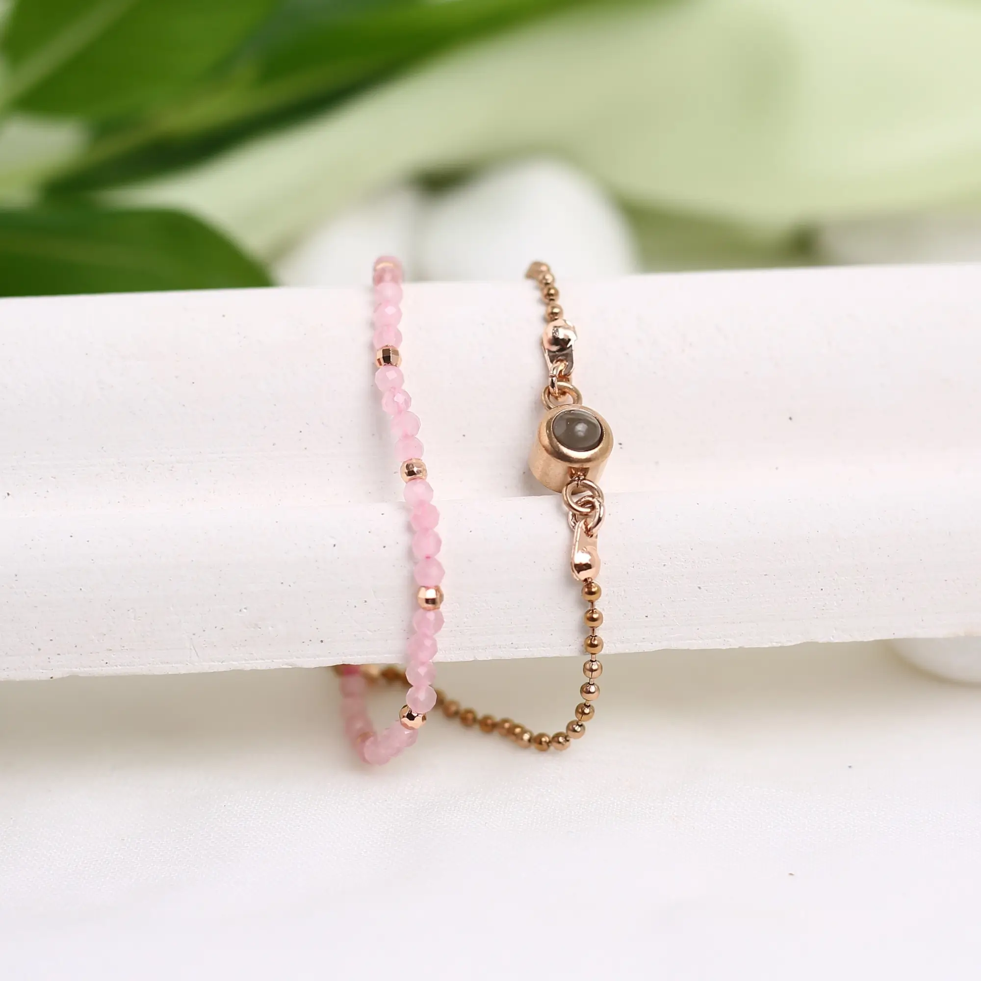 sentimental crystal bead bracelet Crystal bead projection bracelet with hidden image, a sentimental jewelry piece.