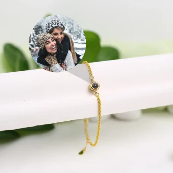 Eternal link projection bracelet with hidden image, a sentimental keepsake for loved ones.