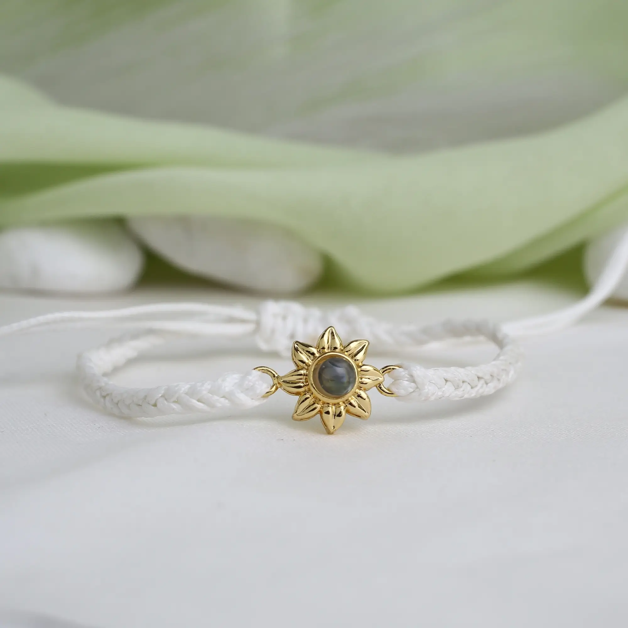 sunflower glow bracelet for her Rope bracelet with sunflower charm and hidden picture inside, perfect gift for her.