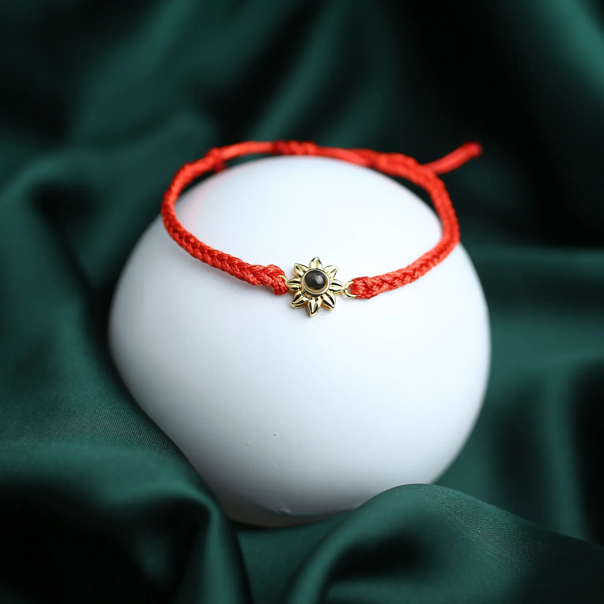 sunflower glow photo bracelet Personalized sunflower bracelet with rope design and hidden photo, timeless keepsake.