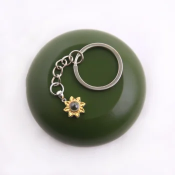 Custom sunlit photo projection keychain with secret image, perfect for remembrance or gifting.