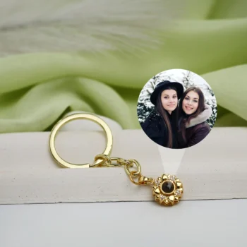 Custom bloom keychain featuring a secret photo inside, perfect for love and memories.