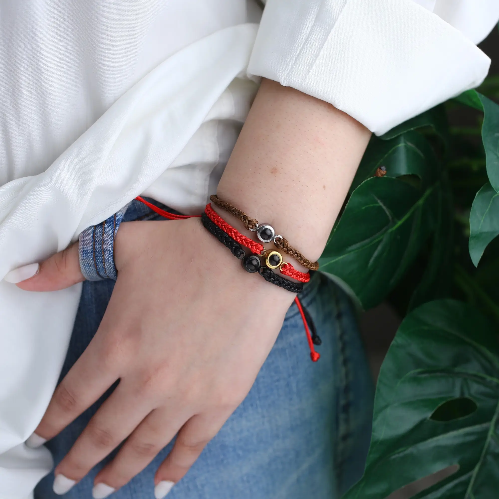 valentine projection photo rope bracelet Personalized tied bracelet with secret photo inside, special birthday keepsake.