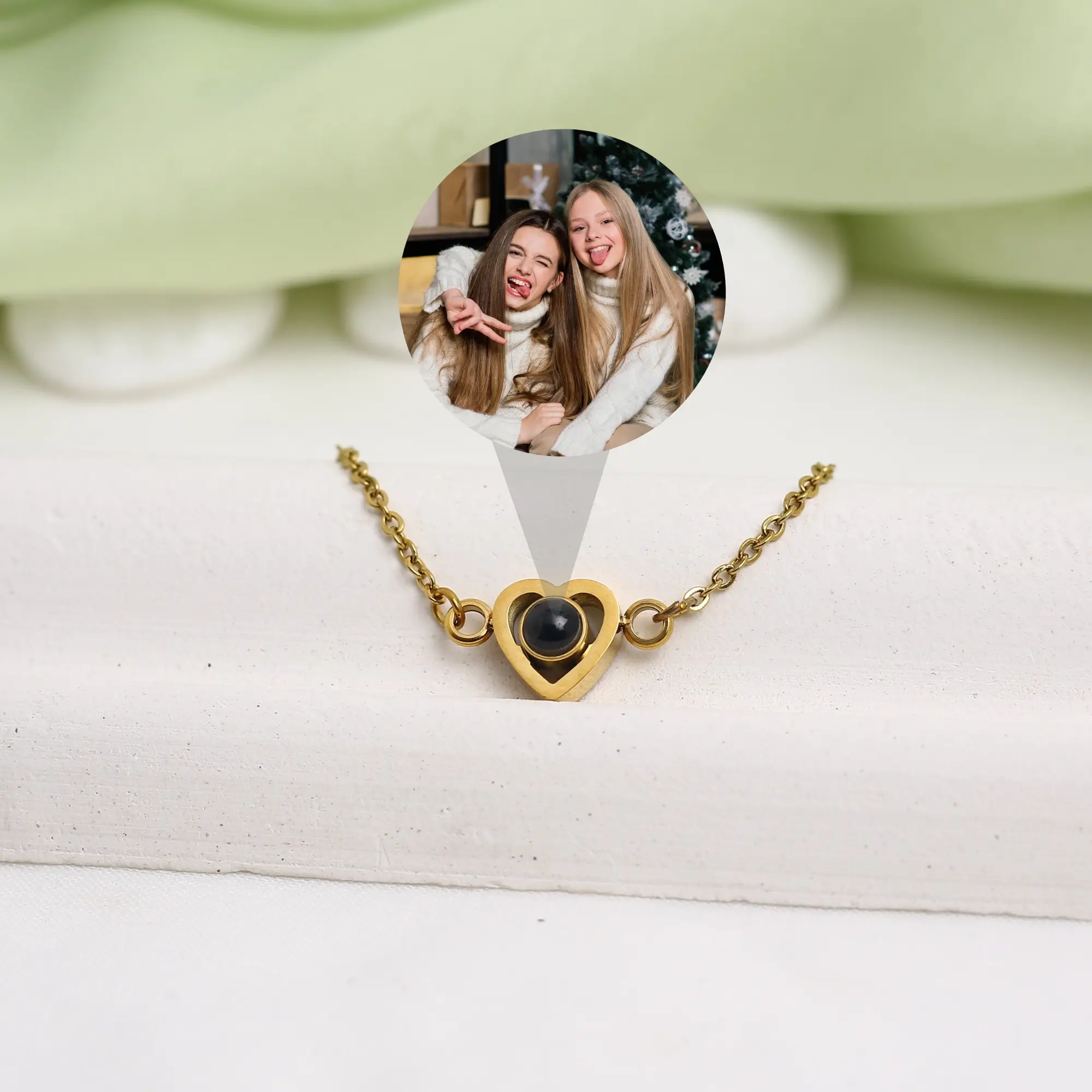 women’s heart keepsake photo bracelet Heart pendant bracelet with secret projection picture, a unique custom keepsake.