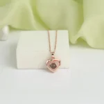 personalized crossed heart photo projection necklace