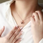 personalized crossed heart photo projection necklace