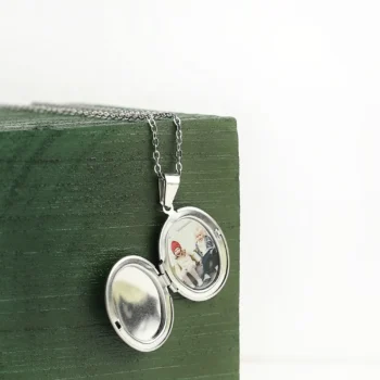Personalized locket necklace with hidden engraved photo inside, a heartfelt gift for her or mom.