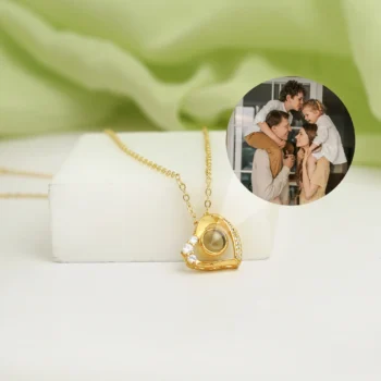 Custom infinity heart pendant revealing a secret photo inside, a meaningful keepsake of endless love and connection.
