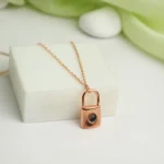 personalized love lock photo projection necklace