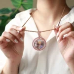 custom double sided spinning photo pendant
