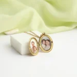 personalized oval photo engraved necklace