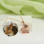 personalized mom heart projection necklace