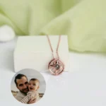 personalized compass photo projection necklace
