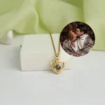 personalized crossed heart photo projection necklace