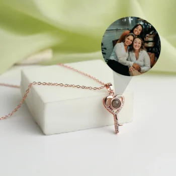 Matching heart key necklaces with hidden picture inside, a heartfelt gift for couples and soulmates.
