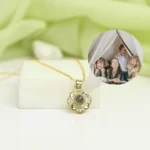 personalized petal halo projection necklace