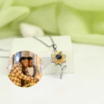 personalized sunflower projection necklace