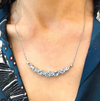 Genuine Sky Blue Topaz Duchess Silver Necklace